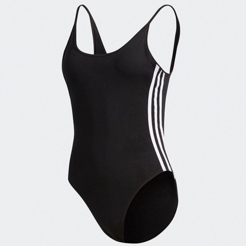 Adidas Black Bodysuit with White Stripes